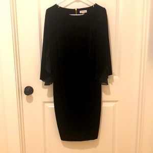 Calvin Klein Black Velvet Split Sleeve Dress